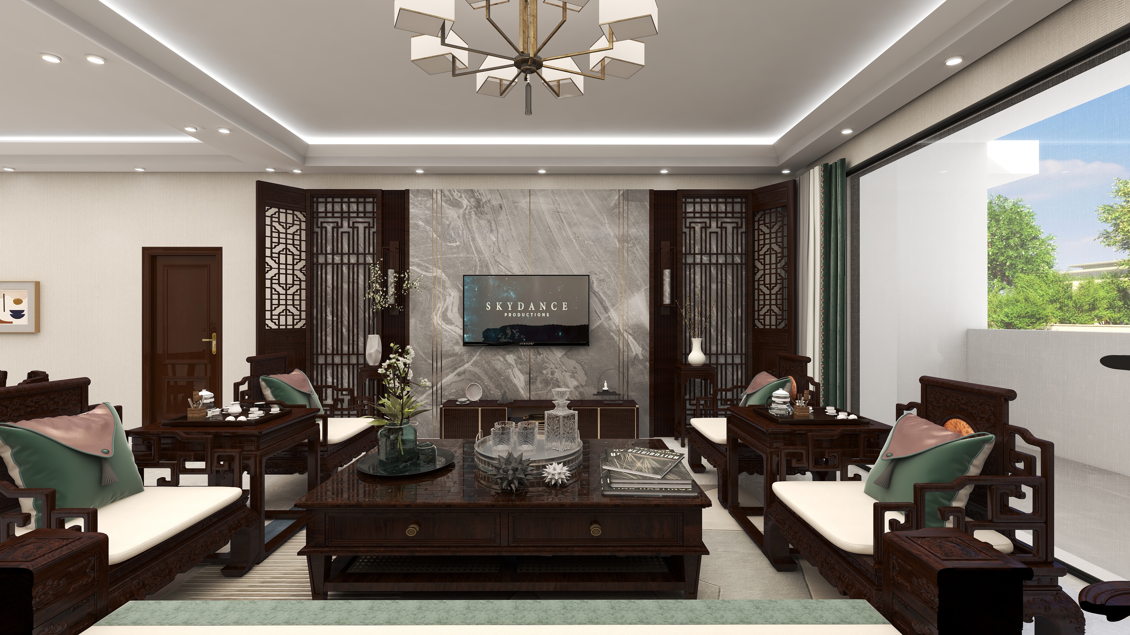 大平层户型其中一角#新中式家具设计(图2) 大平层户型其中一角#新中式家具设计(图2)