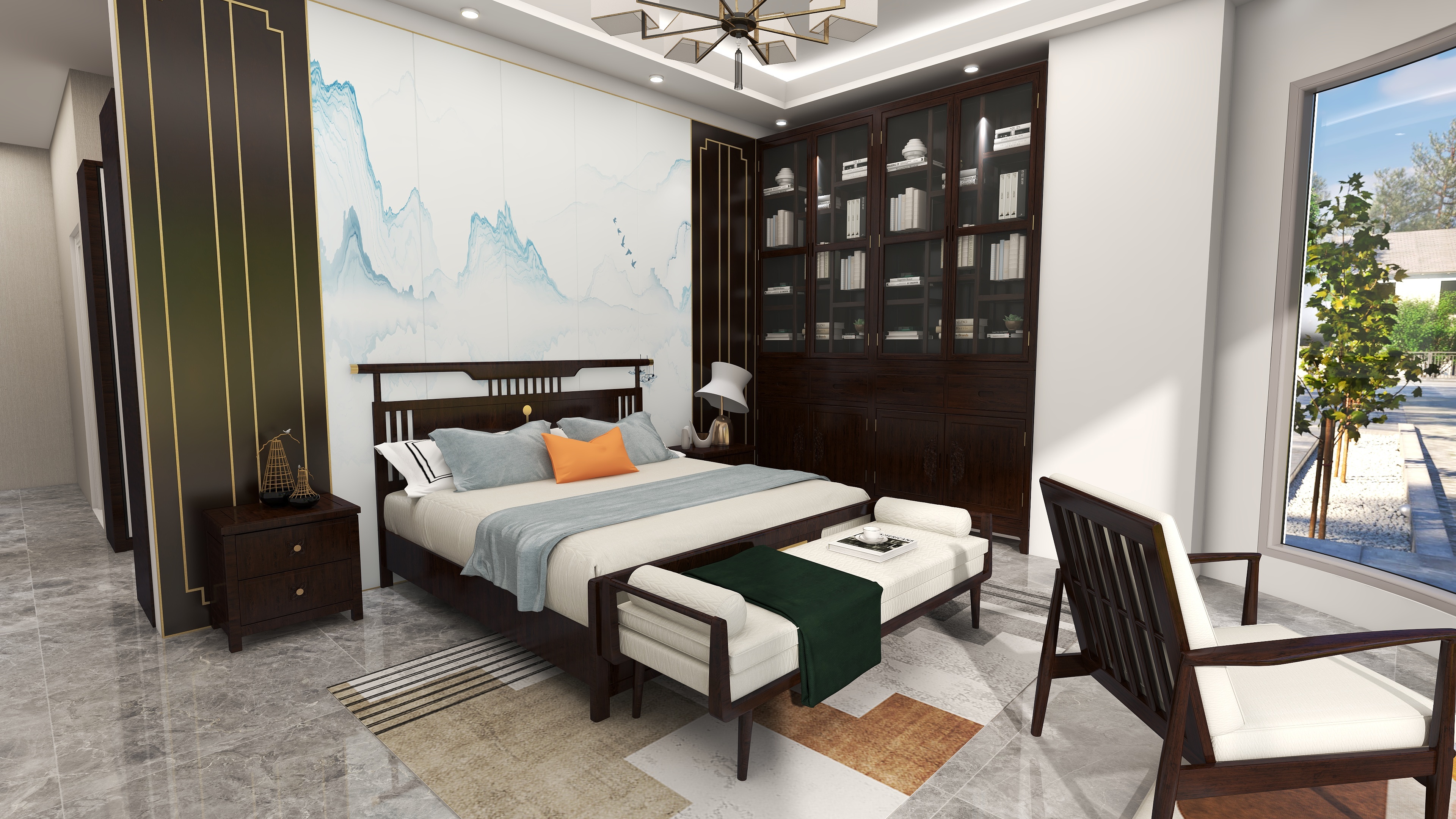 大平层户型其中一角#新中式家具设计(图3) 大平层户型其中一角#新中式家具设计(图3)